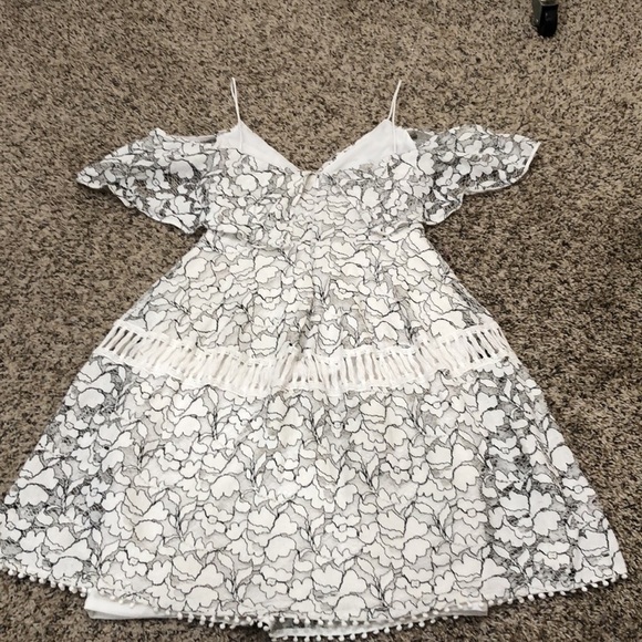 Nicholas Basque Lace Dress Size 0 White Black Floral OTS Fit and Flare Mini - Picture 10 of 12